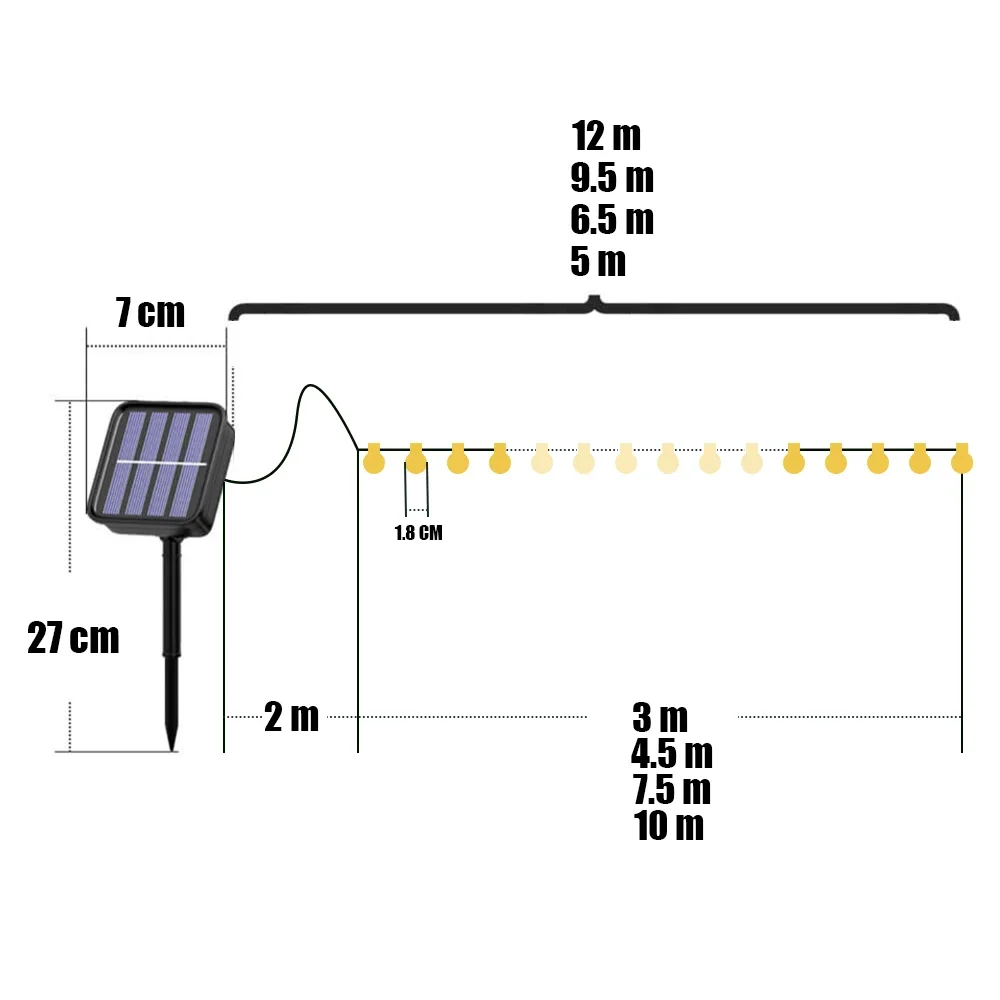 100 LED Solar Light Outdoor IP65 String Fairy Lamps 12M Solar Garden Garlands Christmas Light Patio Wedding Camping Decoration