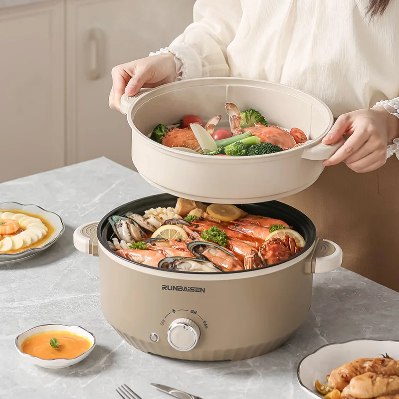 Multi functional Electric Cooker Large Capacity Easy Clean Non Stick Integrated Electric Hot Pot For Home Dorm Student Cooking
