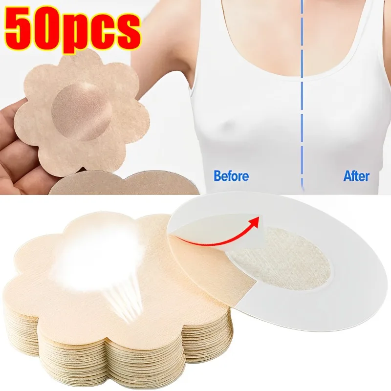 10/50pcs Safety Nipple Cover Sticker Women Breast Lift Tape Pasties Invisible Adhesive Disposable Bra Petals Sticky Chest Pastie