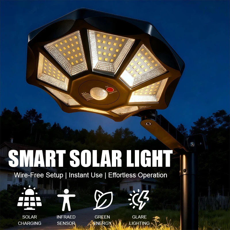 السوبر مشرق 168 LED الشمسية مصباح خارجي محس حركة 6500K ضوء النهار عن بعد إعدادات قابلة للتعديل جميع مصنع مزرعة مانعة لتسرب الماء #1