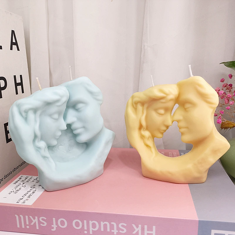 Lover Side Face Candle Mold Couple Man and Woman Silicone Mould  Wax Molds Table Decoration  Handmade Valentine\'s Day Gift