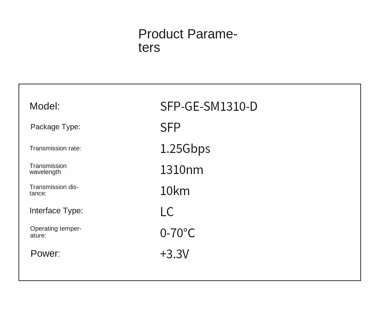 SFP Optical Module Gigabit Single-Mode Optical Module SFP-GE-LX-SM1310 Compatible with H3C