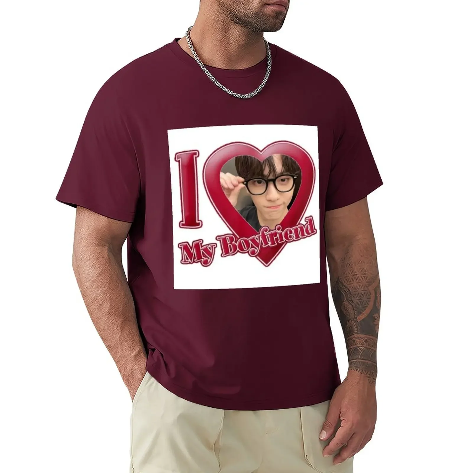Short Sleeve Tee Aesthetic Clothes Men T Shirt Soobin TXT ‘i Love My Boyfriend’ T-Shirt Graphic Oversized Harajuku Men Clothing