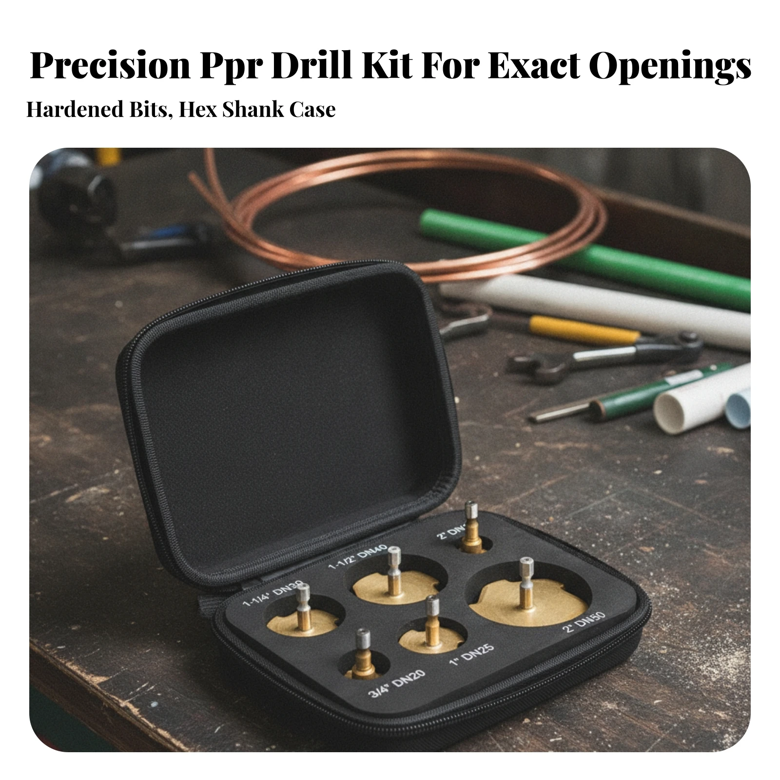 6 Pieces Hole Cutter Multi-Size Pipe Hole-Cutting Drill Bit Set Tool Compact for Plumbers, Plumbing Repair