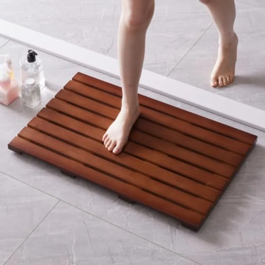 

Bath Mat for Shower Wooden Floor Mat for Bathroom Non-Slip Heavy Duty Shower Mat for Indoor Outdoor