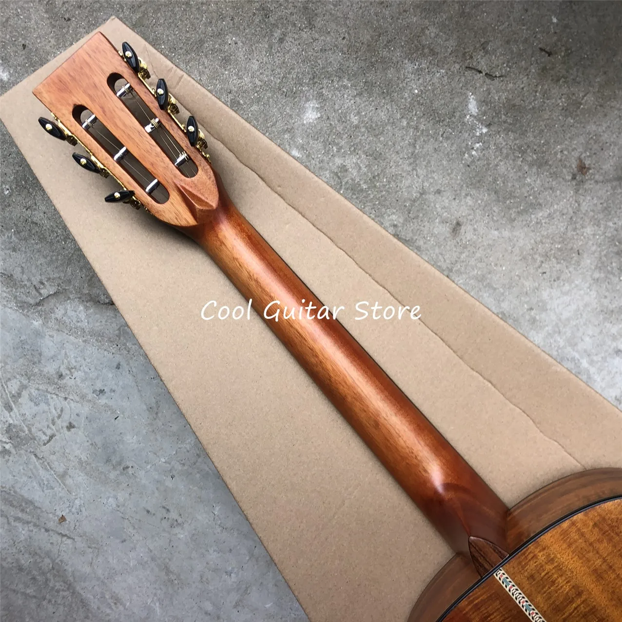 Custom Guitar,39 Inches All Koa Wood Acoustic Guitarr,Matt Finish Body,Classical Headstock,Ebony Fingerboard