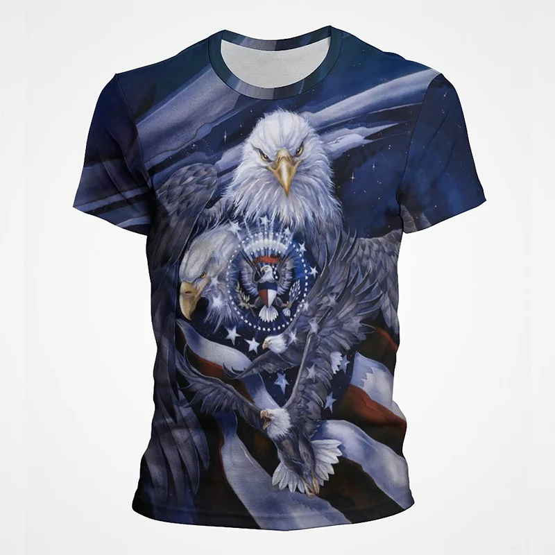 New Summer 3d Soaring Eagle Printing Men Clothing Women T-shirt Short Sleeve Shirt Casual Sports T-shirt Loose Men's Streetwear