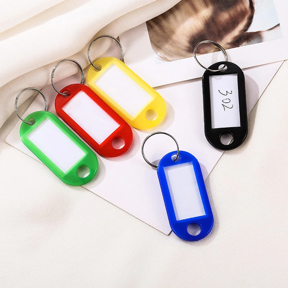 20/40 Pcs Colorful Plastic Keychain Key Tags For Baggage Key Chains Key Ring Language ID Tags Labels Key Rings Name Tags