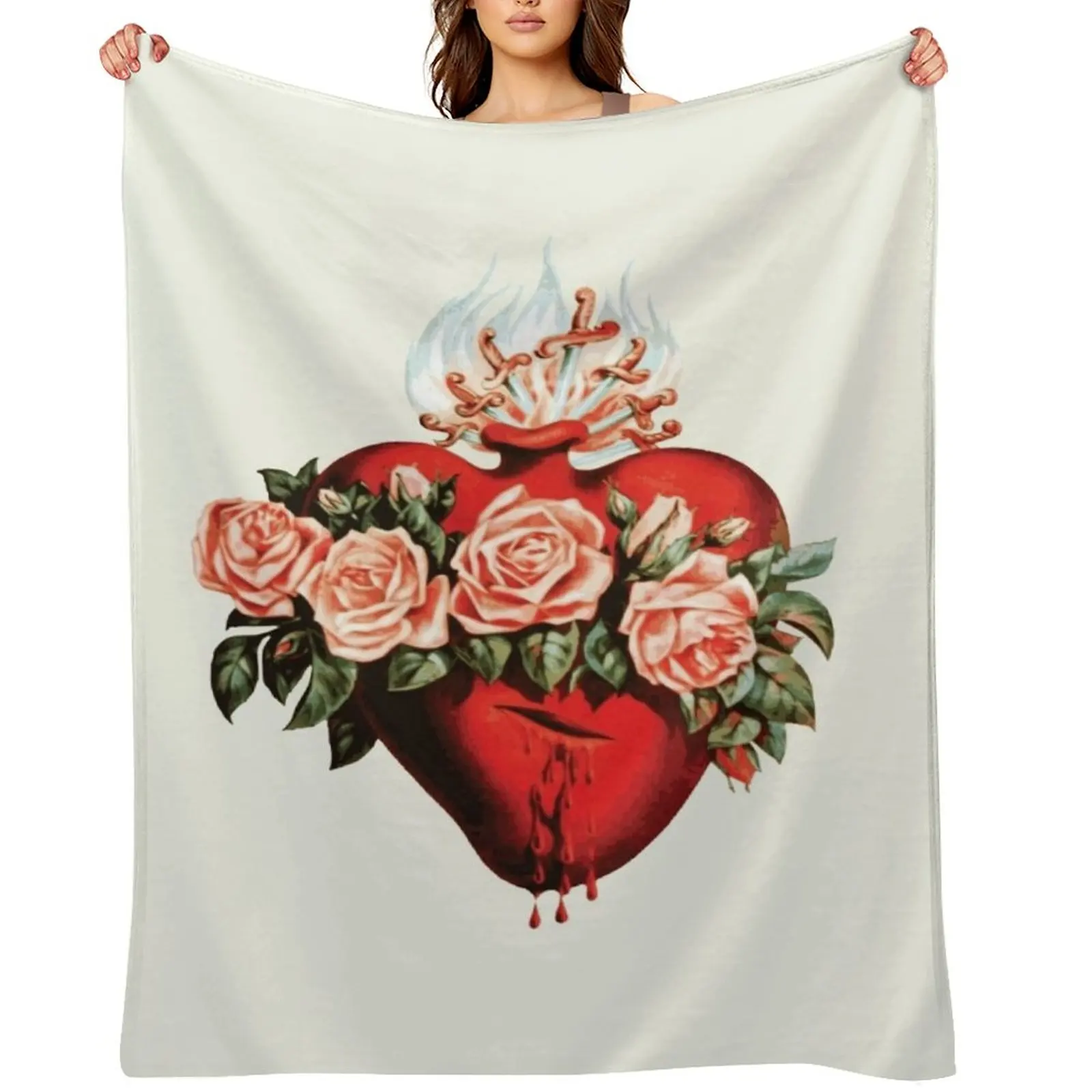 

Immaculate Heart of Mary Vintage Throw Blanket funny gift valentine gift ideas Decorative Throw Quilt Blankets