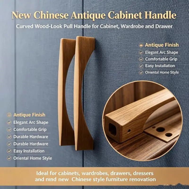 Zinc Alloy Cabinet Handles Gold Finish Fingerprint Resistant Furniture Hardware for Dresser Cupboard Door Pulls
