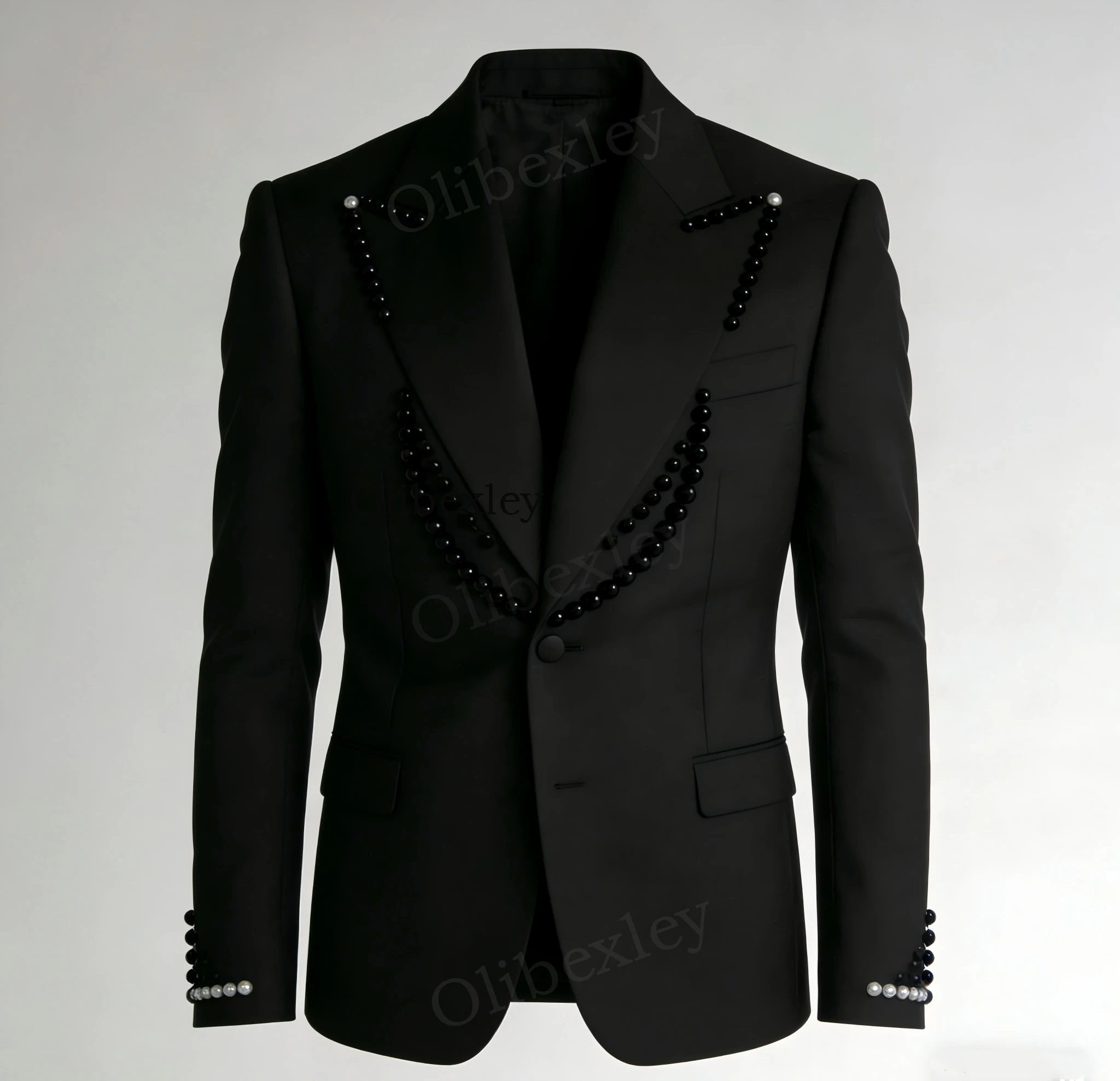 Męski luksusowy smoking na zamówienie, dwuczęściowy, jednorzędowy, dopasowany krój, wysoka jakość, formalny, biznesowy, na ślub, garnitur dla pana młodego.