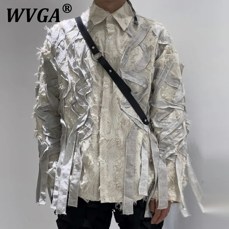 

WVGA весна осень новый мужской прилив High Street лоскутный дизайн рубашка с длинными рукавами нишевый шикарный повседневный топ с отложным воротником Ins W9536