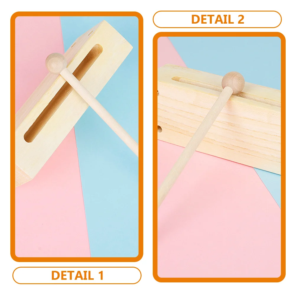 

2 Sets Double Tone Bangzi Musical Instruments Wooden Block Rhythm Percussionwooden Fish Beech Orff Jam Drum Child