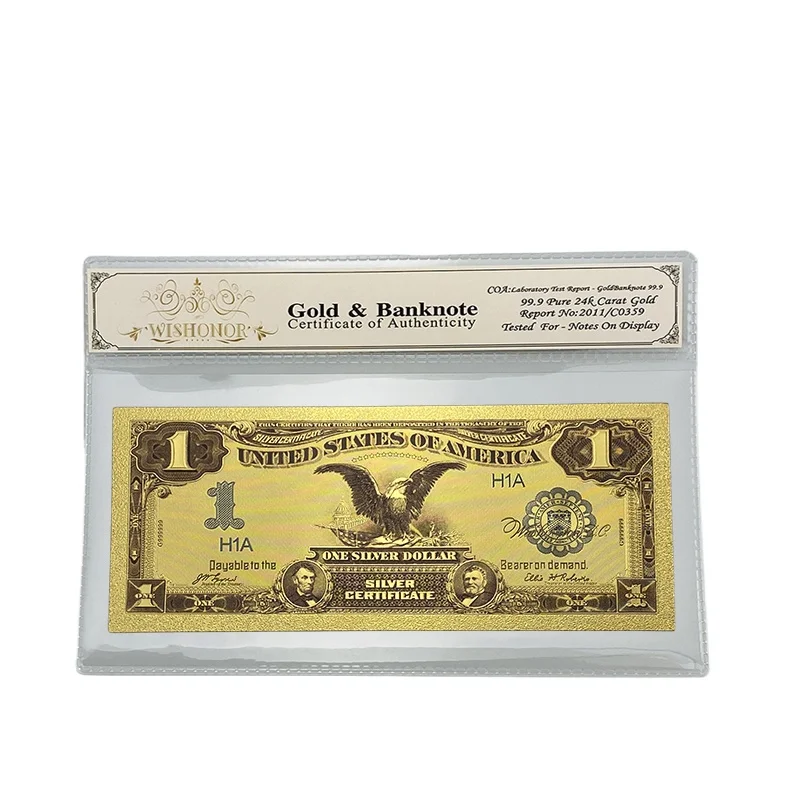 

Best Products For America 24K Gold Foil Fake Paper Money US Dollars Banknotes With Plastic Frame For Collection