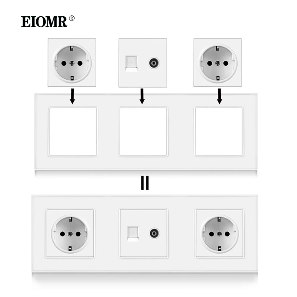 Eomr serie A1 pannello PC bianco EU presa di corrente francese interruttore a parete USB TV RJ45 modulo interruttore sensore fai da te adatto per