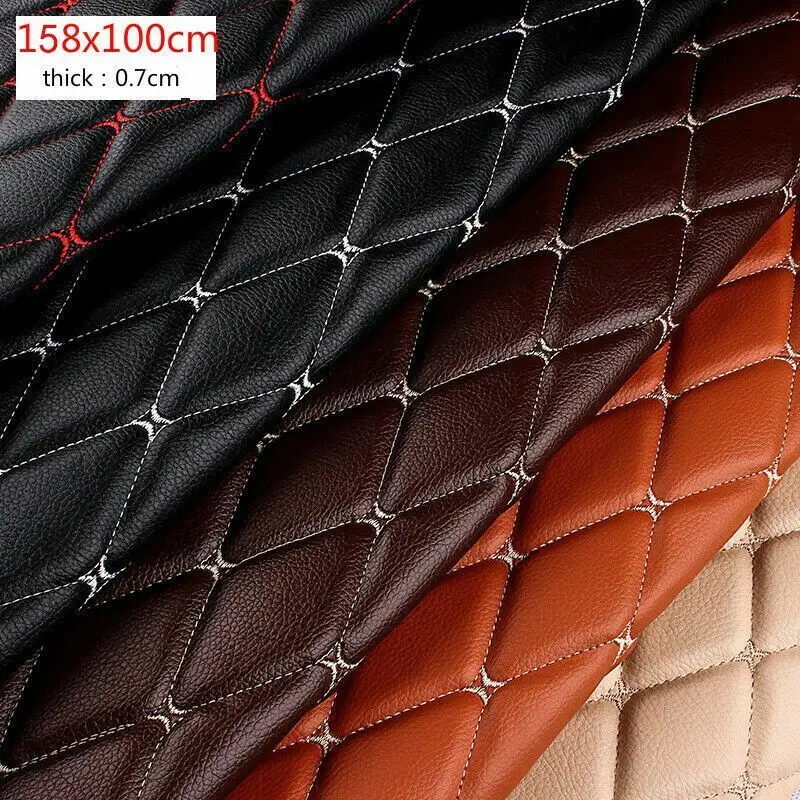 100x158cm Faux Leather Fabric Sponge Quilted Embroidered Car Interior Material Car Foot Pad Wall Sliding Door Decor pvc Fabrics