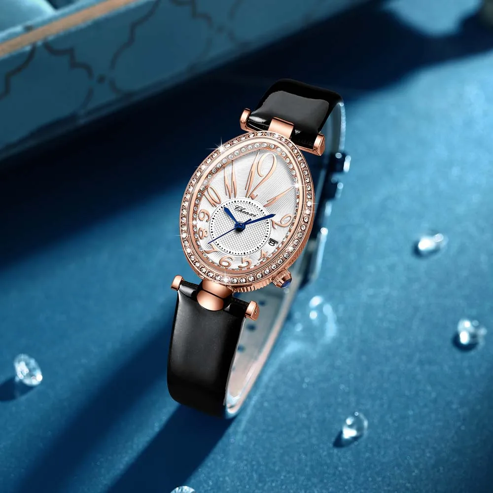CHENXI Orologio al quarzo da donna alla moda Orologio da polso ovale con diamanti Orologio da polso da donna Regali Relogio Feminino