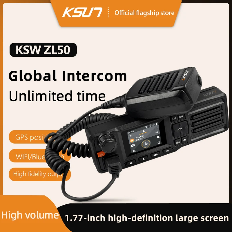 ZL50 راديو السيارة طويل المدى المتكلم هيئة التصنيع العسكري لاسلكي تخاطب 100 كجم 4G GPS WIFI الإنترنت الأزرق الأسنان راديو السيارة متوافق ZELLO APP