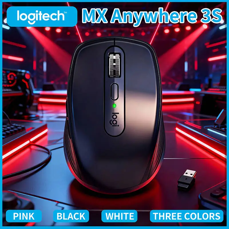 Logitech MX Anywhere 3S Wireless Mouse - 8K DPI, MagSpeed Scroll, Silent Click, Anti-Slip Grip for Home Office Use