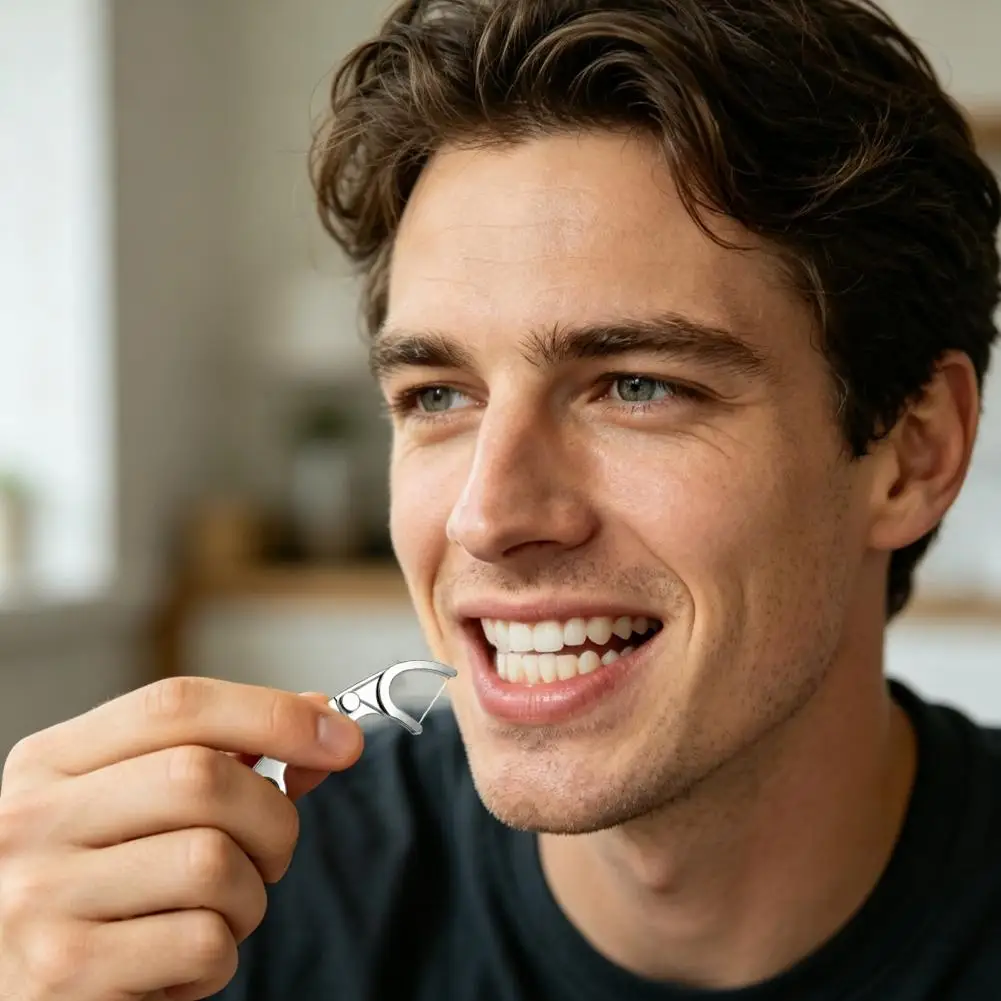 1/2/3/5Pcs Stainless Steel Dental Floss Pick Travel Reusable Oral Care Flossers Heavy Duty Metal Teeth Deep Cleaning Tools