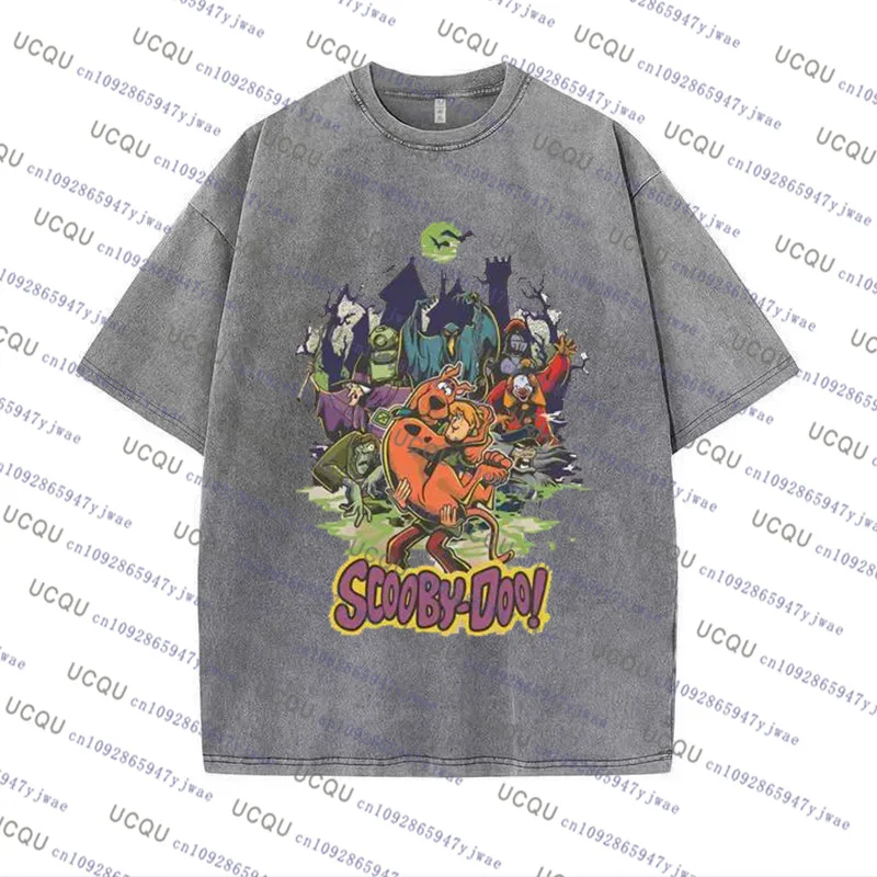 خمر 90s هالوين فيلم غسل القطن التي شيرت سكوبي هالوين تي شيرت هالوين فيلم شخصية المحملة الخريف الملابس النسائية #6