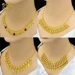 ANIID Dubai 24K Gold Plated Tassel Necklace For Women Bride Crystal Jewellery Italian Wedding African Party Gifts Wholesale