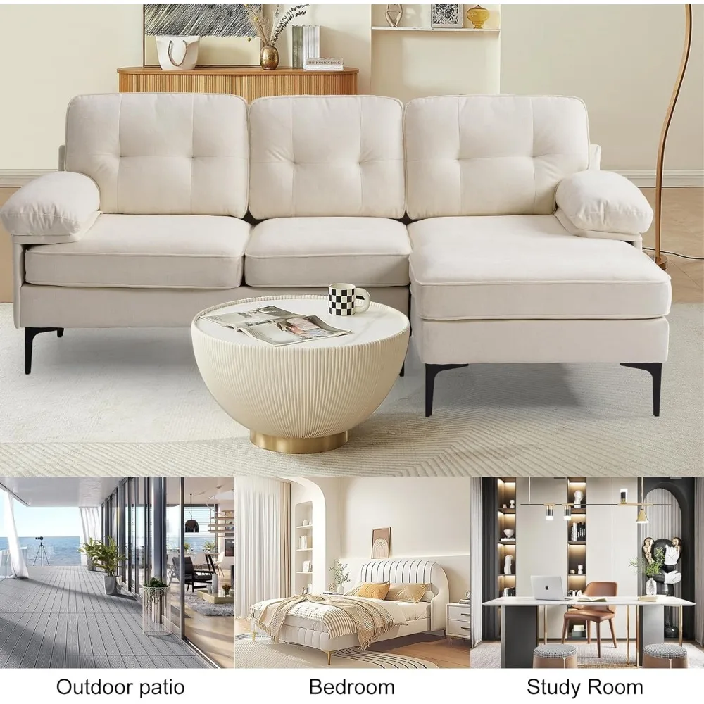 Sofa konversi bentuk L 83 inci Chenille, Sofa Modern untuk ruang tamu, Sofa nyaman 3 dudukan dengan kursi lebar terbalik