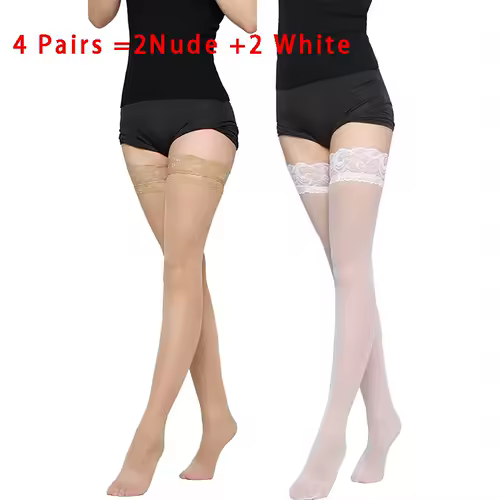 Kave Lace Silicone Anti Slip Thigh Socks Women Black/White Stocking For Women Thigh High Stockings Sexy Long Socks - Image 15