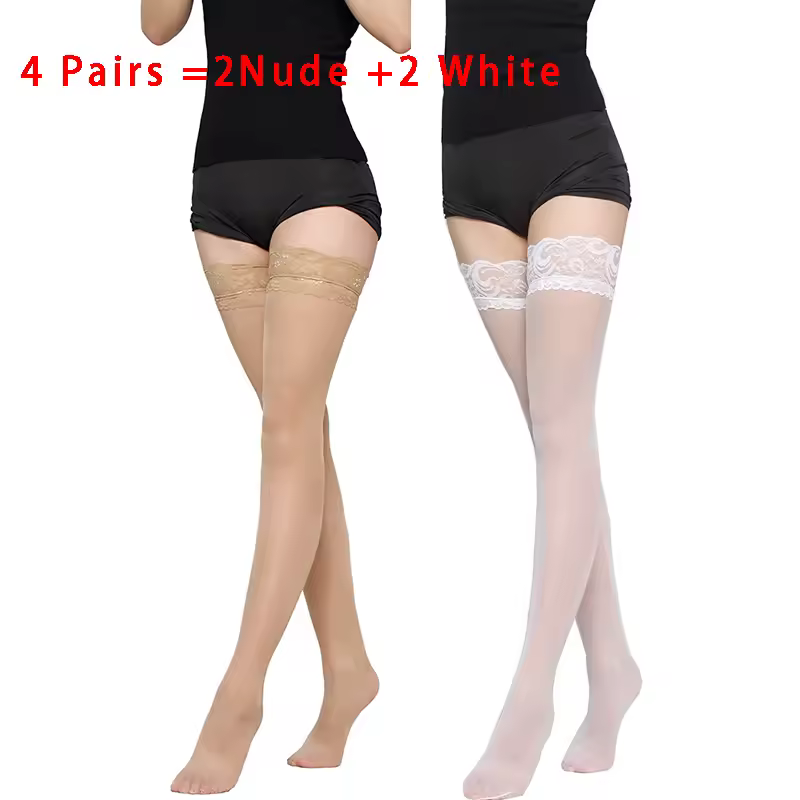 Kave Lace Silicone Anti Slip Thigh Socks Women Black/White Stocking For Women Thigh High Stockings Sexy Long Socks - Image 15