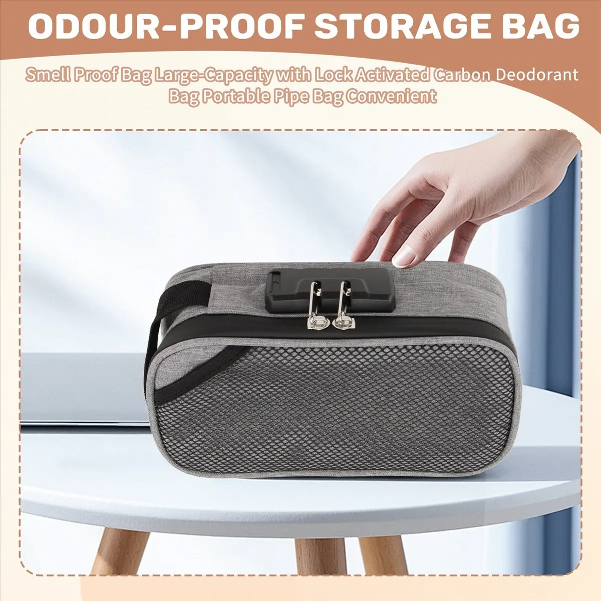 Smell Proof Bag Large-Capacity with Lock Activated Carbon Deodorant Bag Portable Pipe Bag Convenient