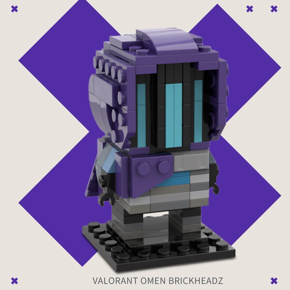 MOC-121079 Valorant Omen Brickheadz blok bangunan karakter permainan tokoh aksi bata Puzzle merakit mainan hadiah anak-anak