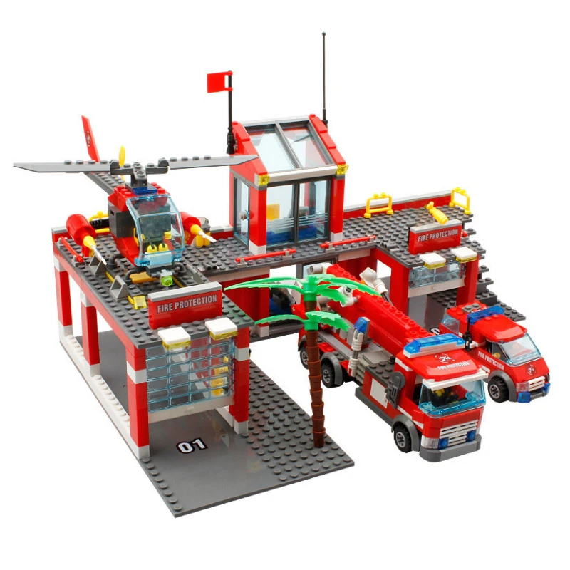 Building Blocks City Fire Station Model 774pcs Compatible Construction Firefighter Man Truck Enlighten Bricks Toys Children