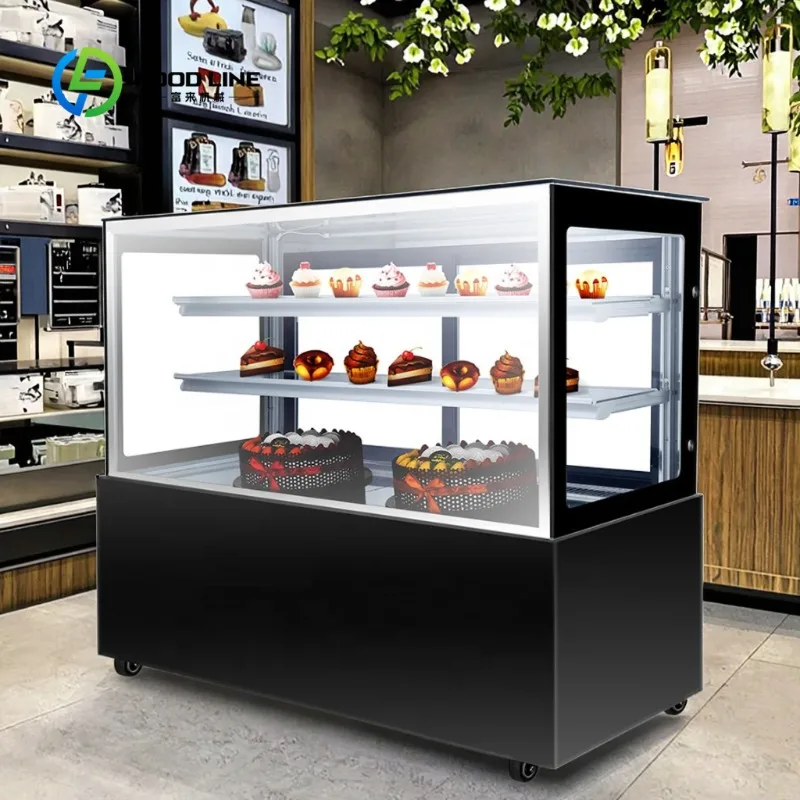 Customized Refrigerated Cake Display Cabinet Lockable 3-Layer Glass Digital Control Showcase for High-end Bakery Store