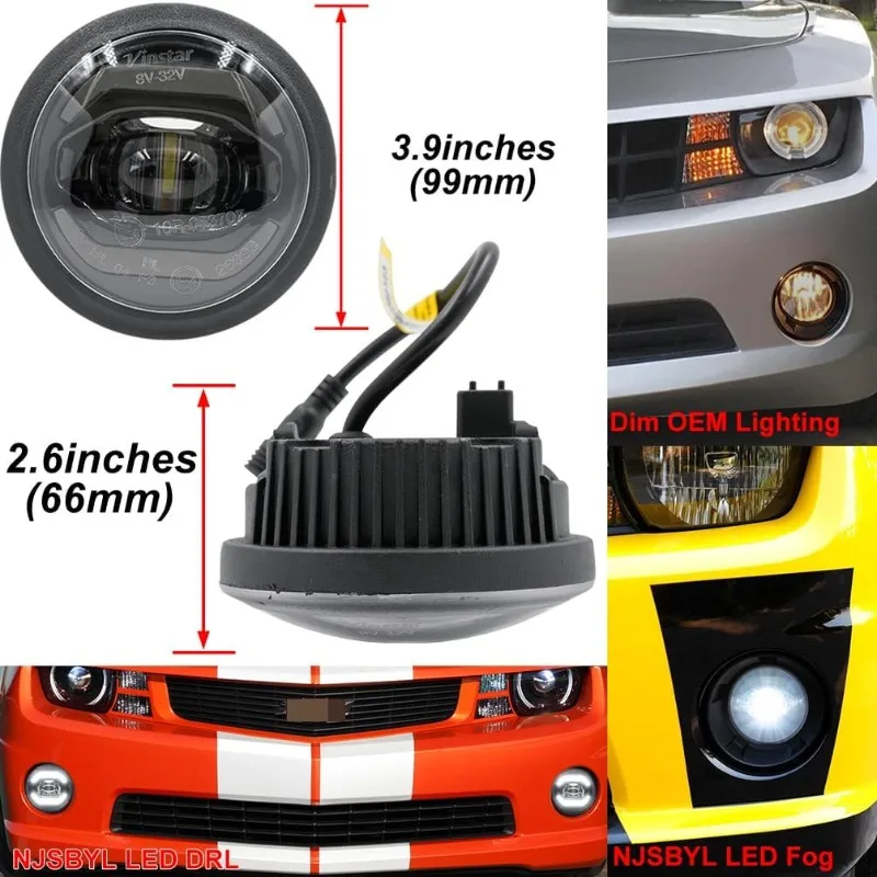 كامارو LED DRL أضواء الضباب ل 2010 2011 2012 2013 كامارو الأبيض LED النهار تشغيل الإضاءة الجبهة سائق الركاب الجانب الدكتور