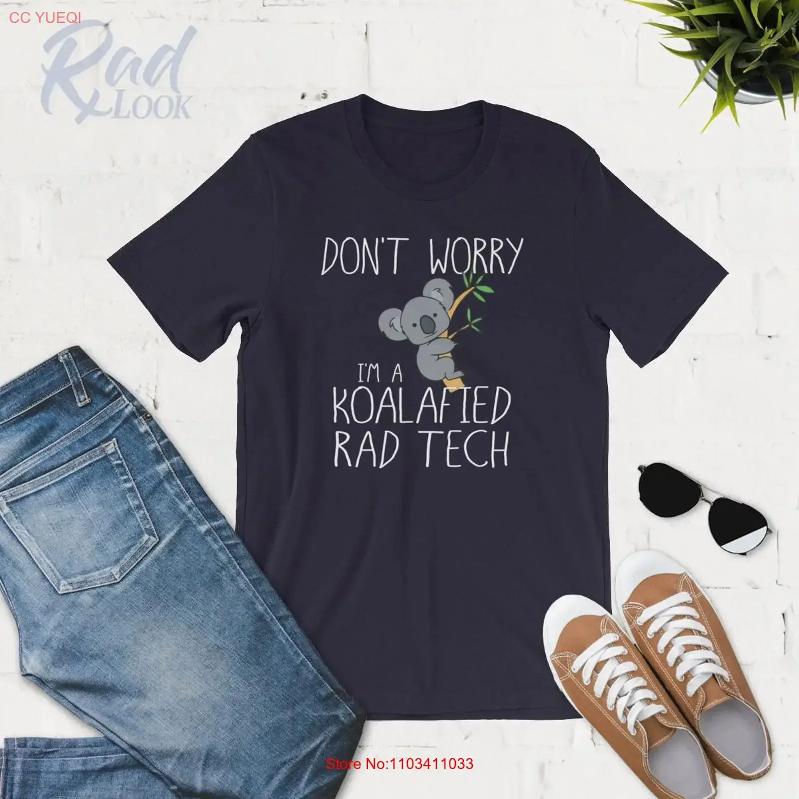 Camiseta de radiología vintage para estudiantes de radiografía y rayos X, estilo streetwear suave y elástico, con la frase 'Don't Worry I'm A Koalified Rad Tech'