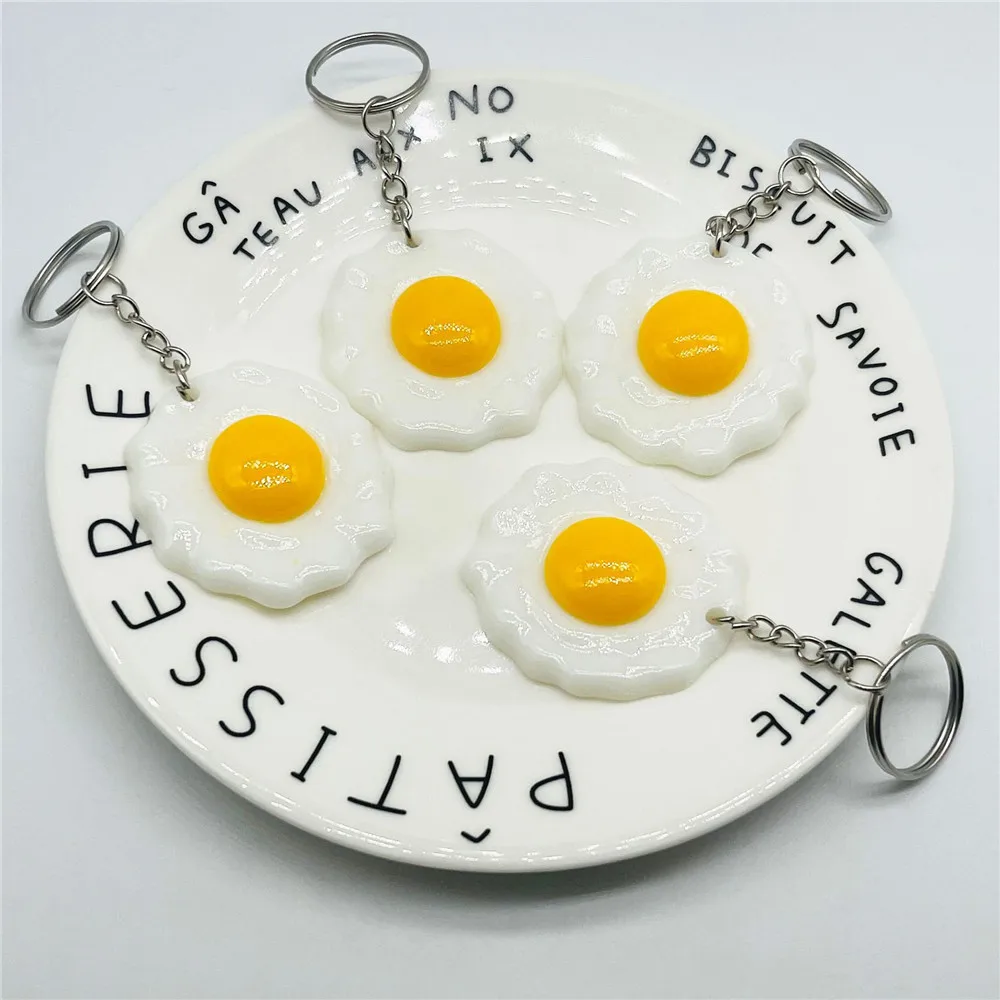 Simulated Egg Keychain Fried Eggs Keyring Pendant