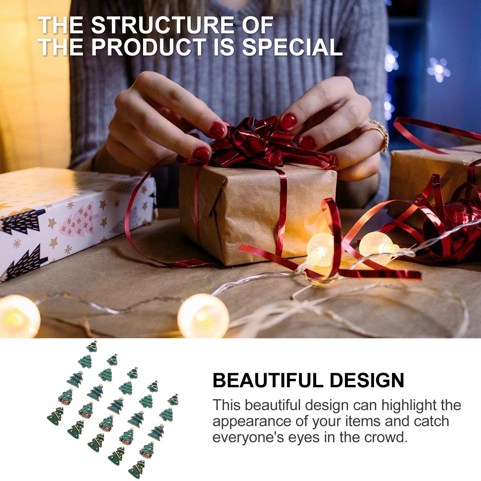 

25Pcs Christmas Resin Charms Set Natural Green Tree Ornament for DIY Scrapbook Phone Case Album Decoration Xmas Charm Pendant