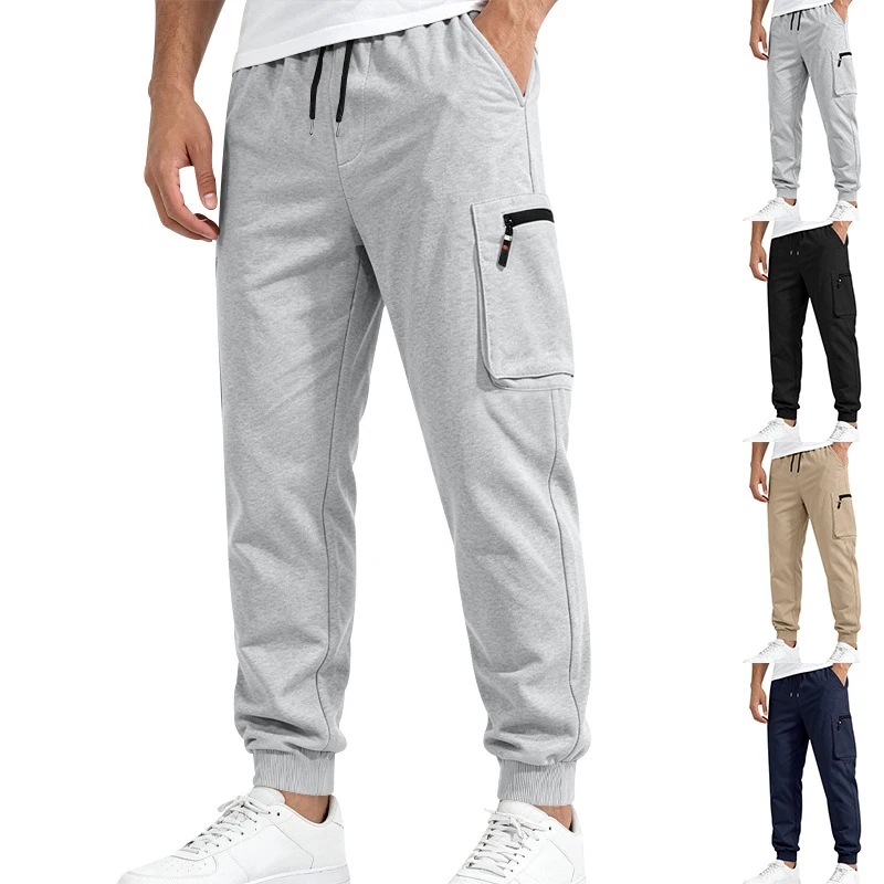 

Men Autumn Winter Heavy Fleece Cuffed Cargo Pants, Plus Size Multi Pockets, Trendy Loose Sports Trousers Wholesale