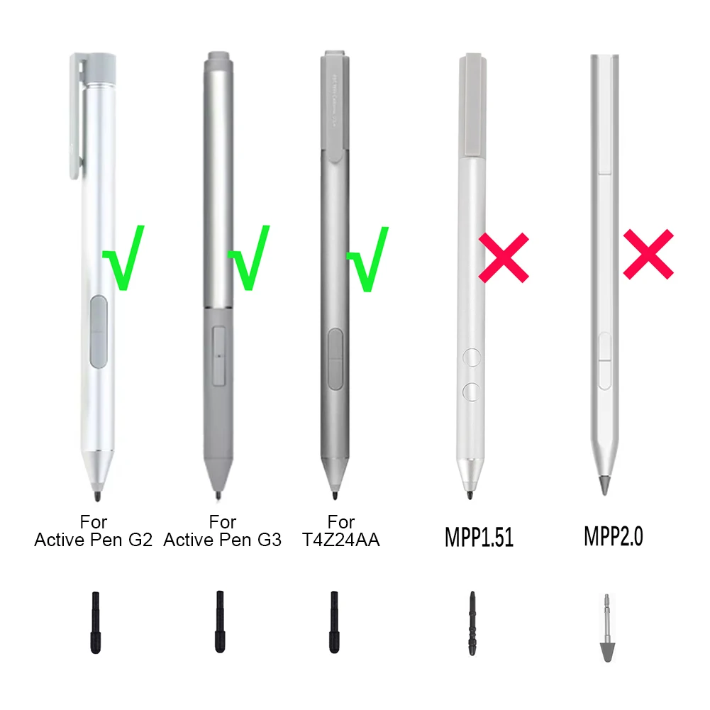 3 szt. Wymienne końcówki z klipsem do pióra dotykowego końcówki do pióra dotykowego o wysokiej czułości do pióra HP Active Pen T4Z24AA/6SG43UT/6SG43AA/4KL69AA