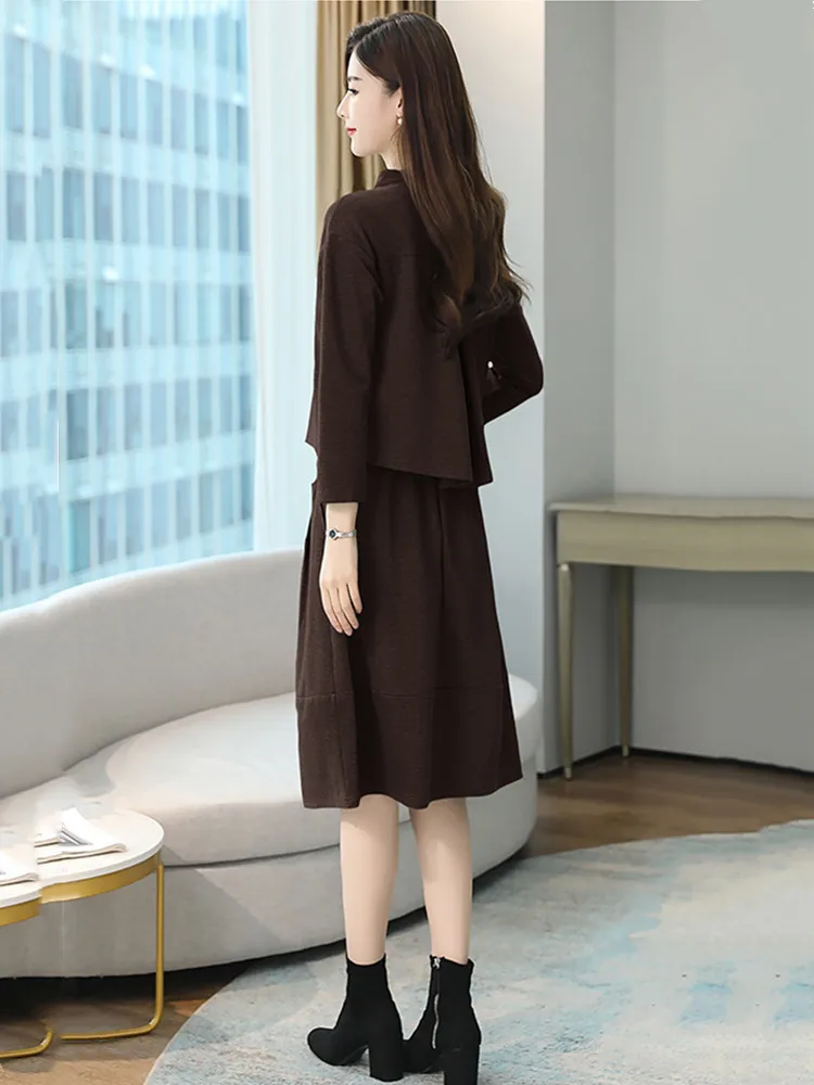 Conjunto de falda Lisa para mujer, traje elegante de 2 piezas, gran tamaño, alta calidad, primavera y otoño, novedad de 2023