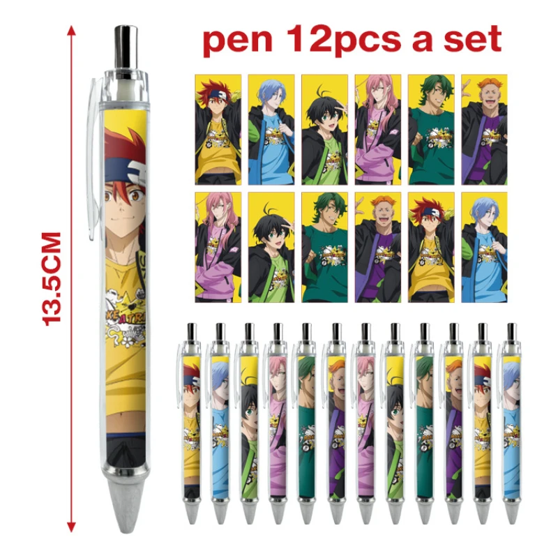 Imagem -02 - Reki Hasegawa Langa Miya Popular Anime Periférico Caneta Esferográfica Conjunto Impressão dos Desenhos Animados Papelaria Gel Caneta Bonito Papelaria 12 Peças