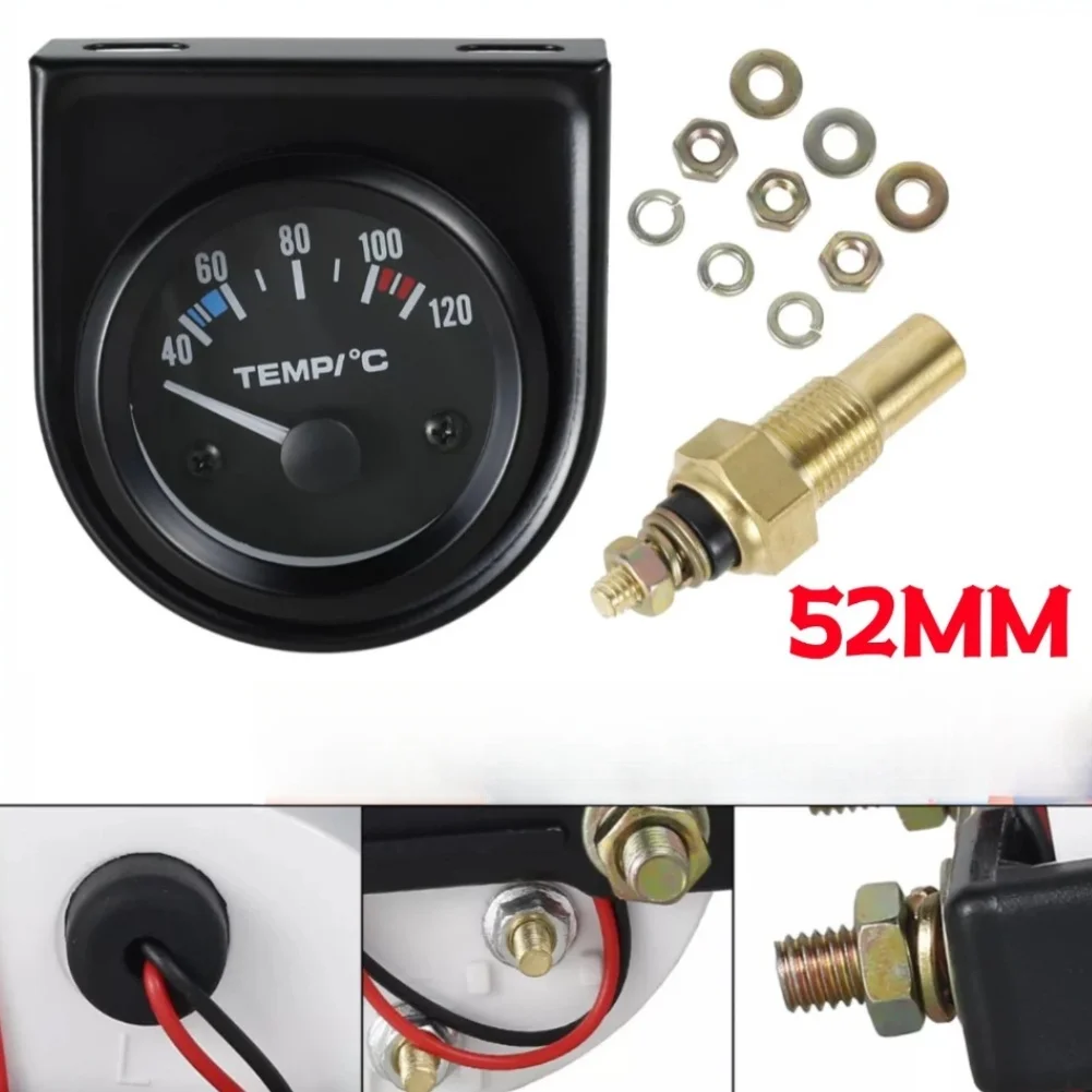 

1pcs 2 Inch 52mm Car Water Temperature Gauge 100-250℉ W/ Temp Meter Sensor For Most Cars Interior Parts