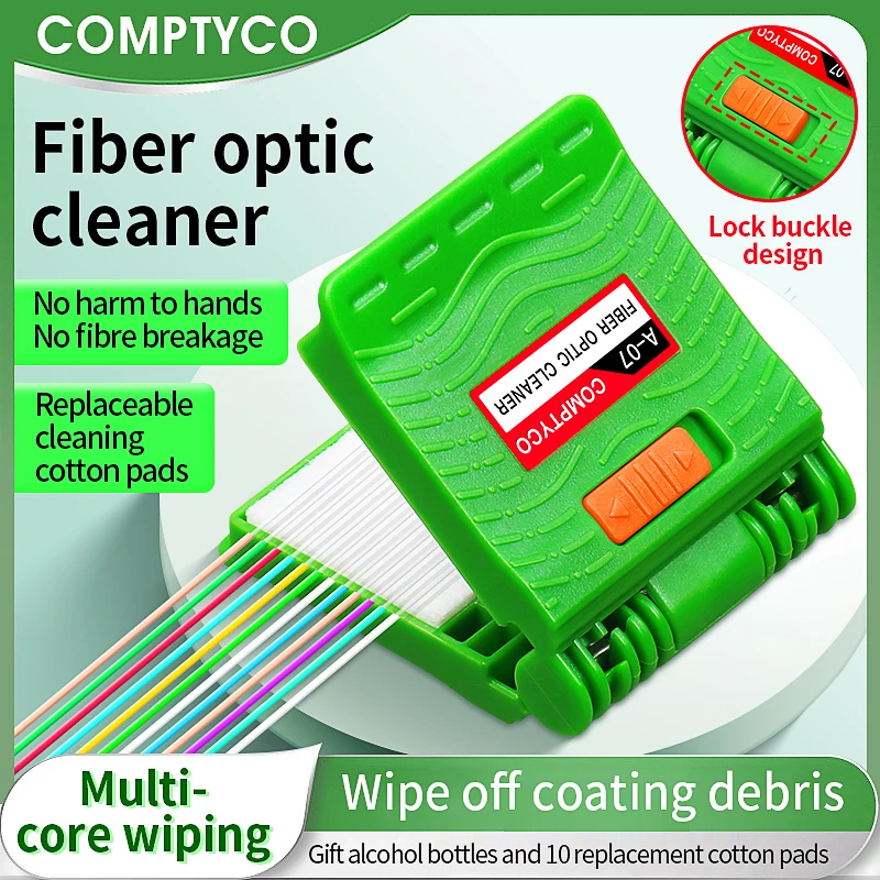 COMPTYCO A-07 Fiber Optic Cleaner Optic Fiber Cleaning Wiping Clip Cleaning Tool With Empty Alcohol Bottles and Spare Cotton