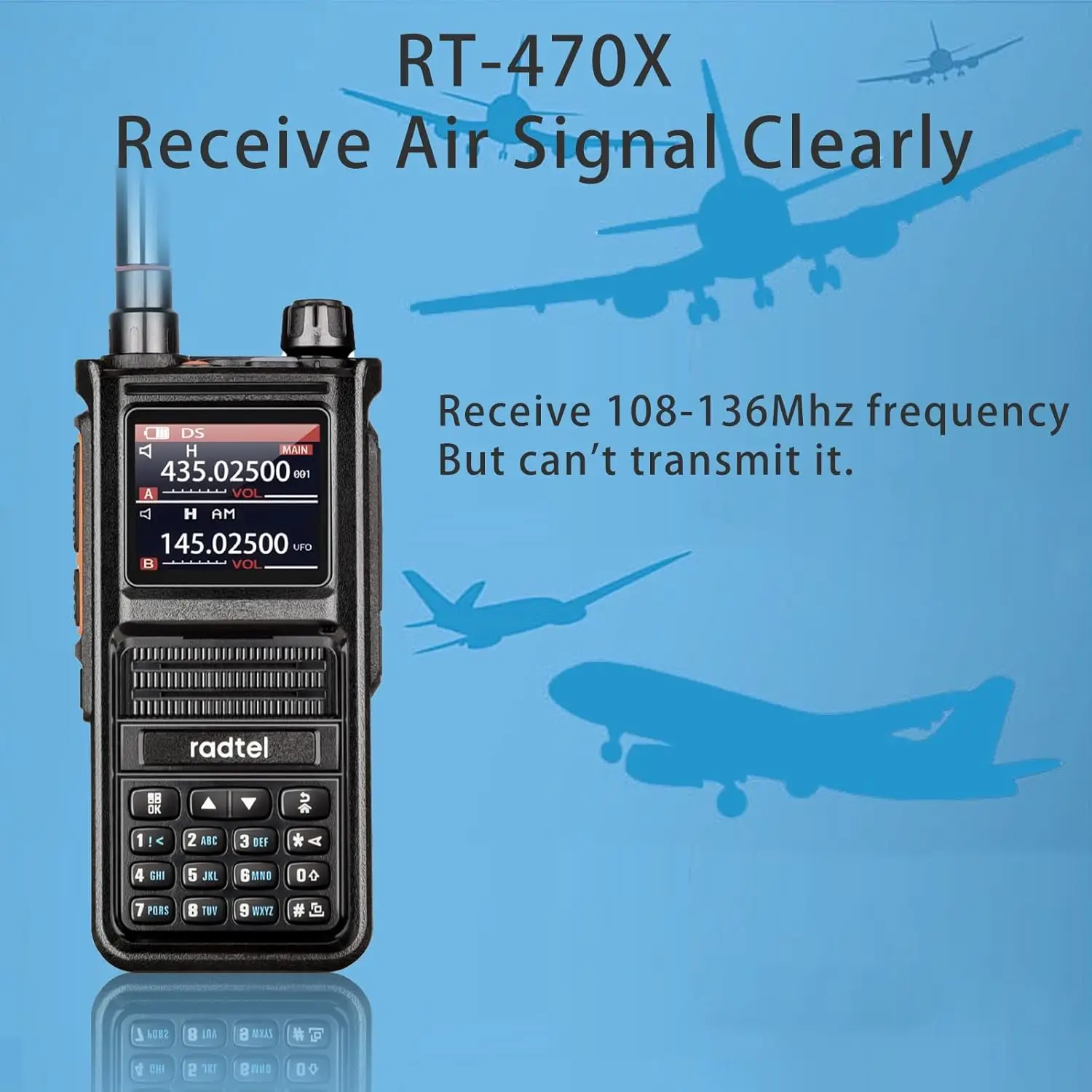 Radtel RT-470X Multi-bands Ham Walkie-Talkies 256CH Air Band Two Way Radio Station Aviation NOAA Police Marine Transceiver PTT