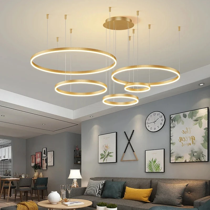 Modern Led Pendant Lights Gold Black Coffee Chandeliers room decor for Bedroom Dining Room Living Room Luxury Home Decoration