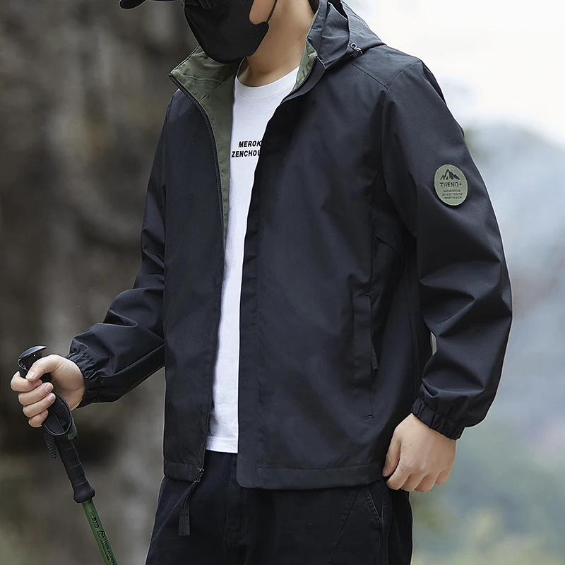 

Мужская водонепроницаемая треккинговая куртка, уличная куртка-софтшелл с капюшоном, ветровка для походов и кемпинга, легкая весенне-осенняя куртка