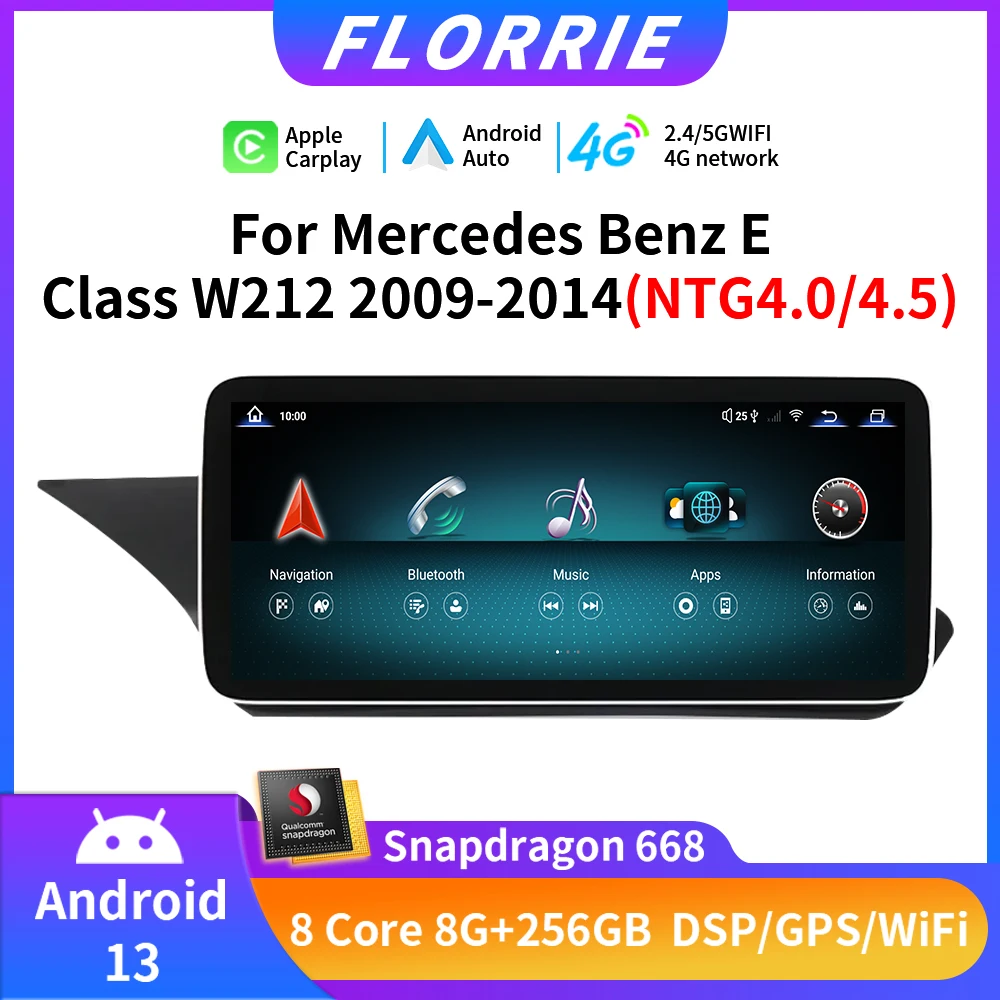 

Android Auto Car Radio For Mercedes Benz E Class W212 W207 C207 4doors NTG 4.0 4.5 2009-2014 Navigation GPS Player 4G Carplay