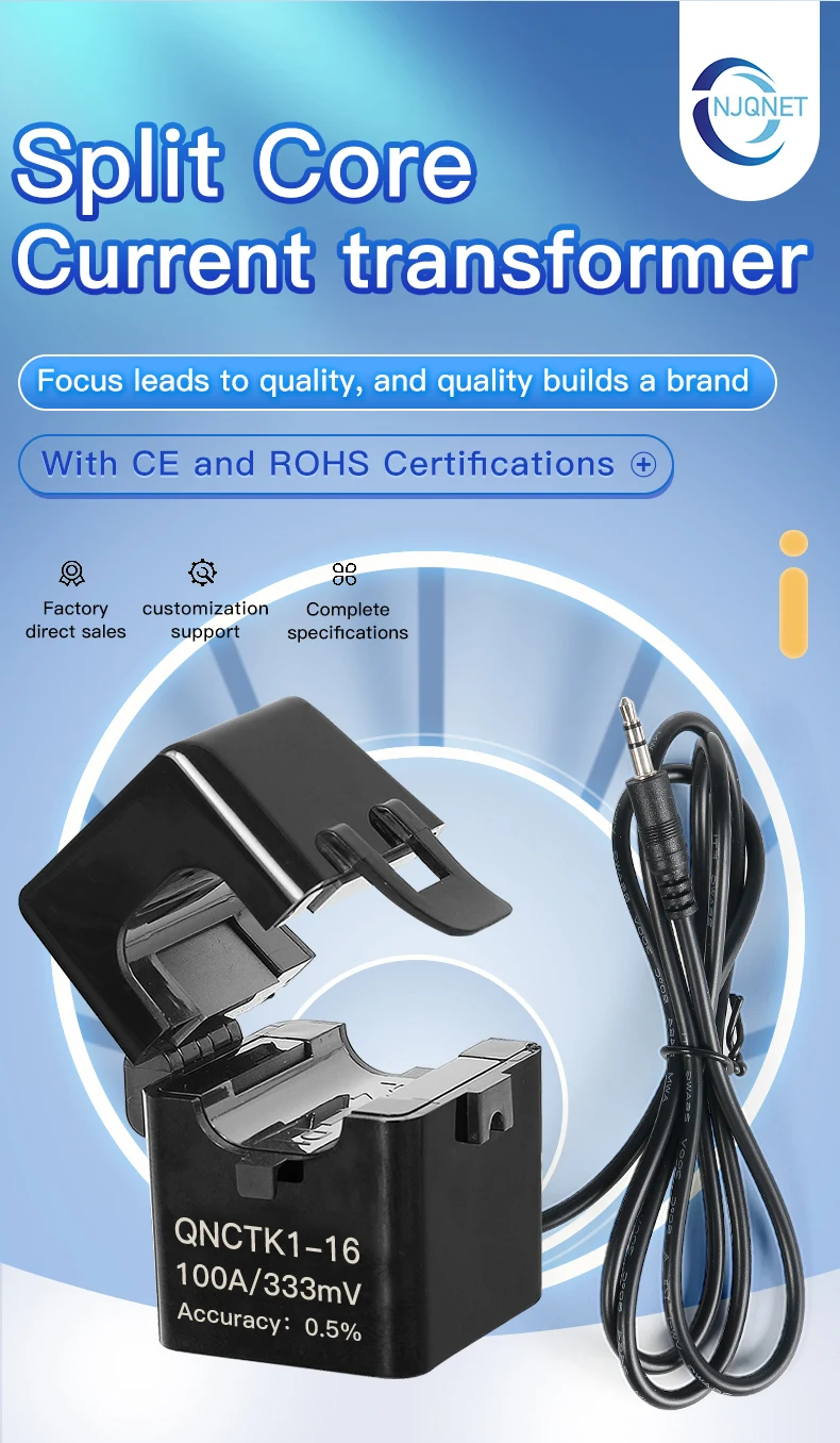 Split-Core-Stromwandler QNCTK1-16 100A 1V 50A 333mV 30A 0.333V 60A 80A Offener Stromwandler 100A 50mA – Detail 3