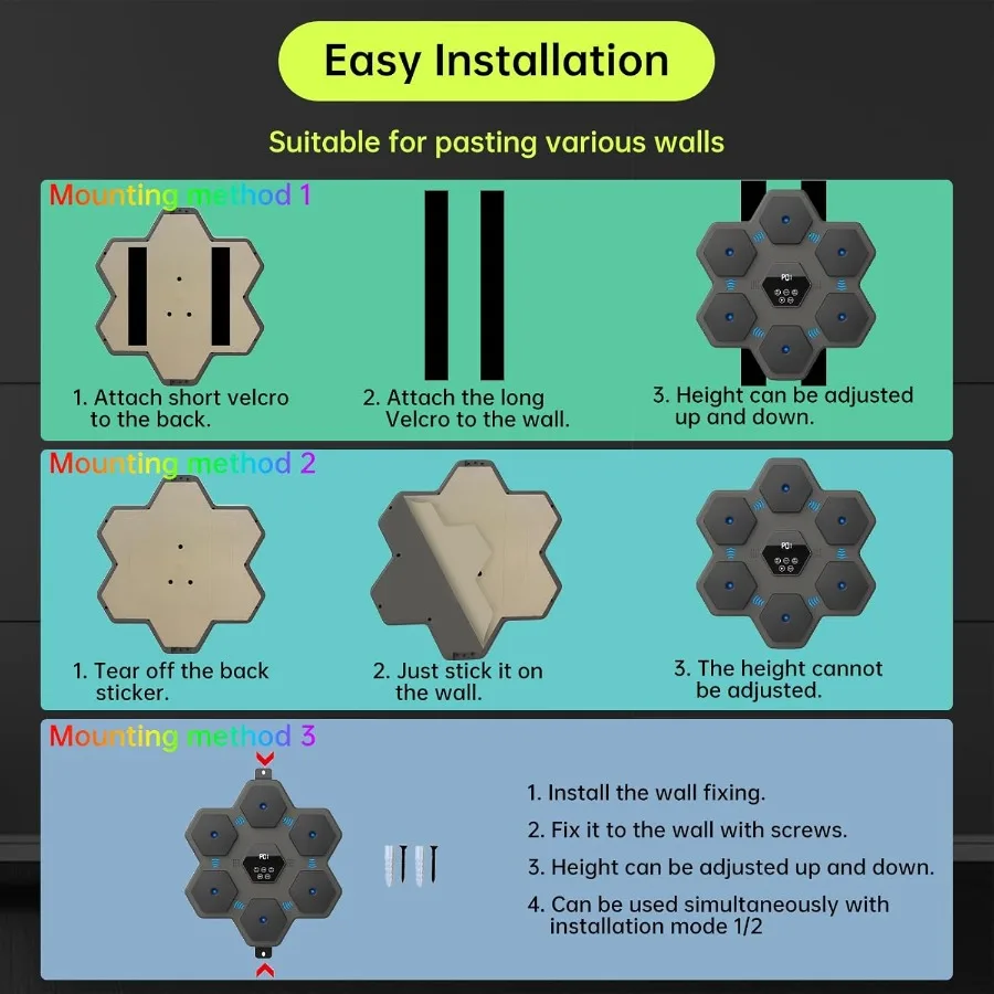 Wall Mounted Smart Bluetooth Music Boxing Machine with Interactive Audio Feedback for and Adults Enhances Coordination and Fitn