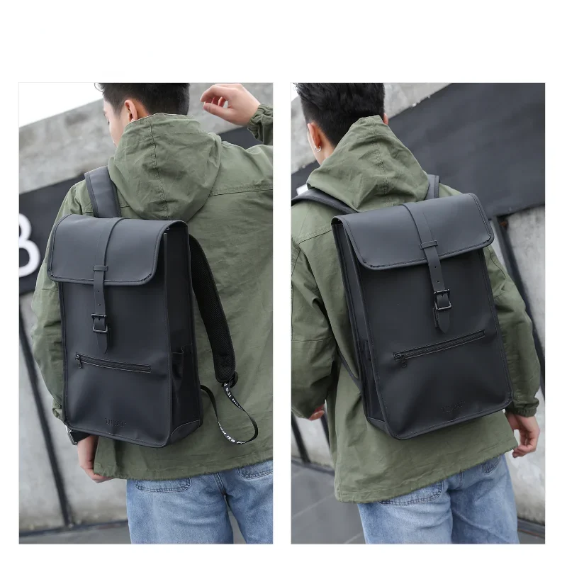 New Men's Leather Backpack Laptop Backpack for 14 Inch Waterproof Travel Backpack for School Hiking Business Leather Backpacks